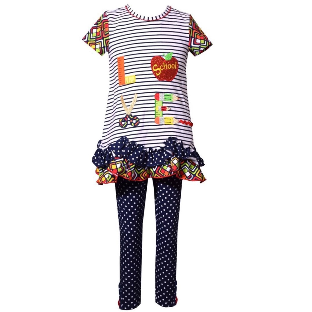 Girls Back to school Love School outfit Sz 4 5
